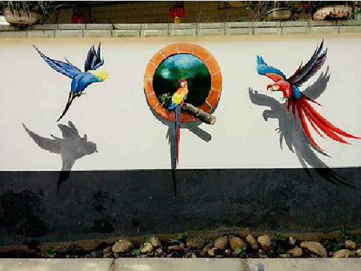 樟树视觉错位-3D墙绘设计