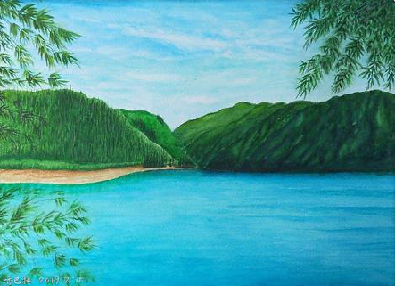 樟树在墙绘中，如何绘画绿水青山？