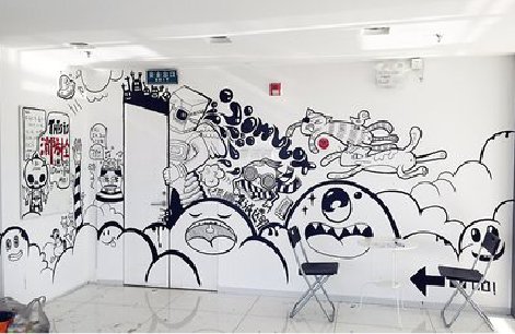 樟树手绘墙并非传统涂鸦。